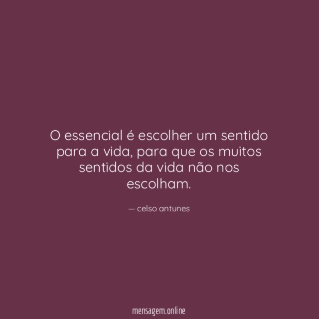 O essencial é escolher um sentido para a vida