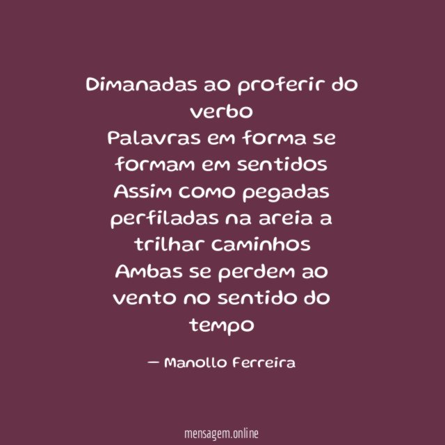 Dimanadas ao proferir do verbo Palavras em forma se