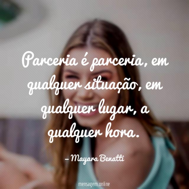 Parceria é parceria