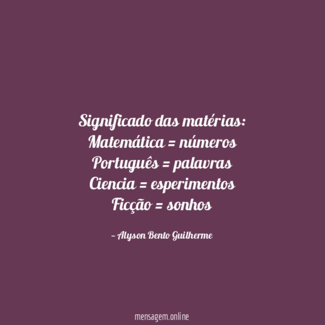 Significado das matérias