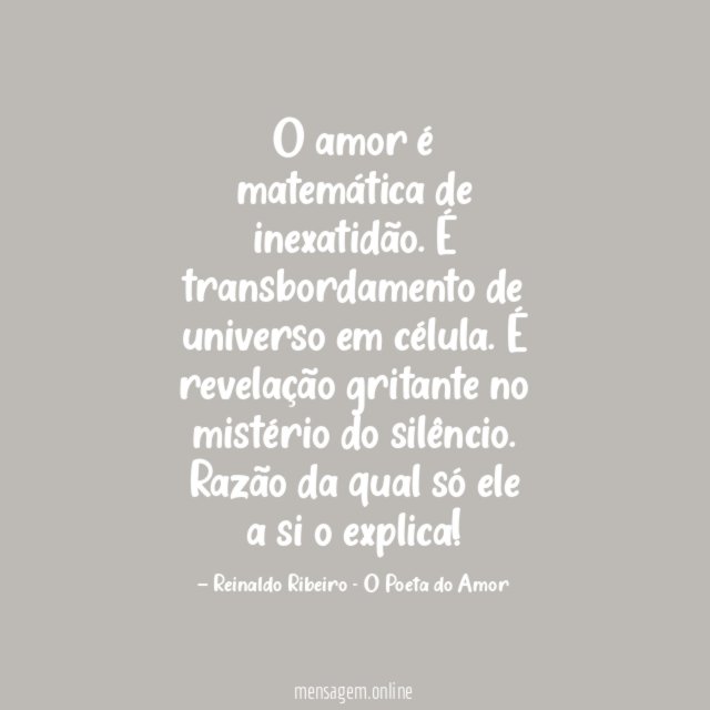 O amor é matemática de inexatidão