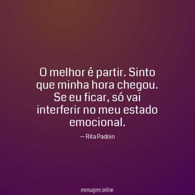 O melhor é partir