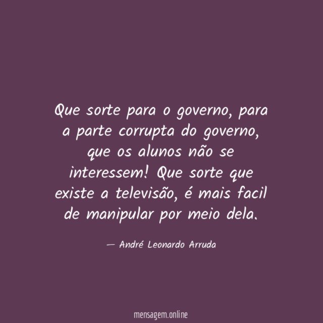 Que sorte para o governo