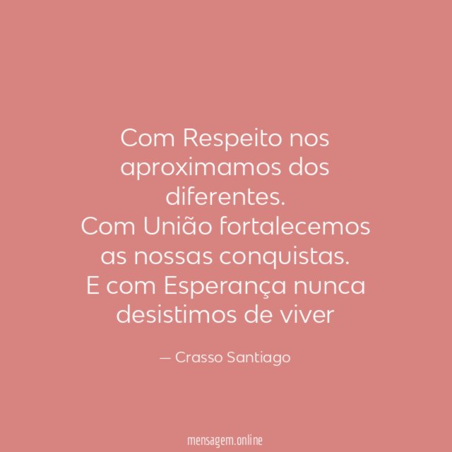 Com Respeito nos aproximamos dos diferentes