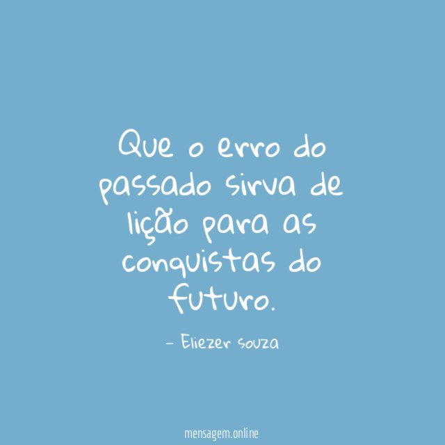 Que o erro do passado sirva de lição