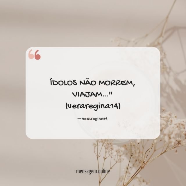 " ÍDOLOS NÃO MORREM, VIAJAM…"