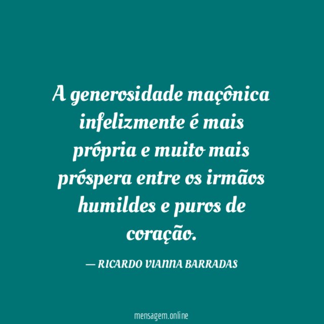 A generosidade maçônica infelizmente é mais própria