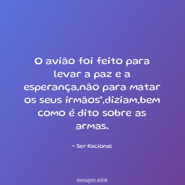 O avião foi feito para levar a paz