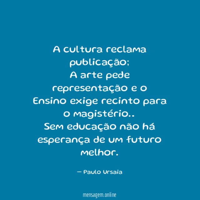 A cultura reclama publicação