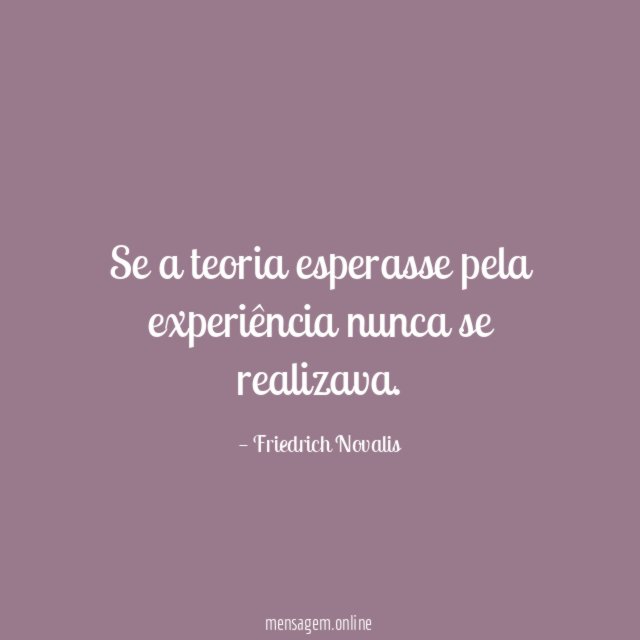 Se a teoria esperasse pela experiência nunca se realizava