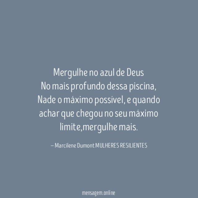 Mergulhe no azul de Deus No mais profundo dessa piscina