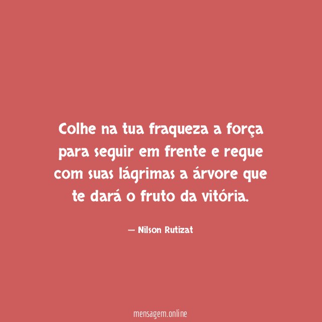 Colhe na tua fraqueza a força para seguir