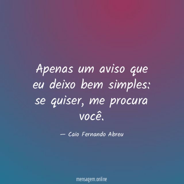 Apenas um aviso que eu deixo bem simples