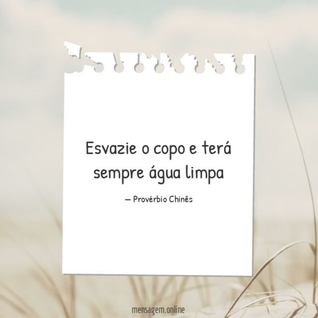 Esvazie o copo e terá sempre água limpa
