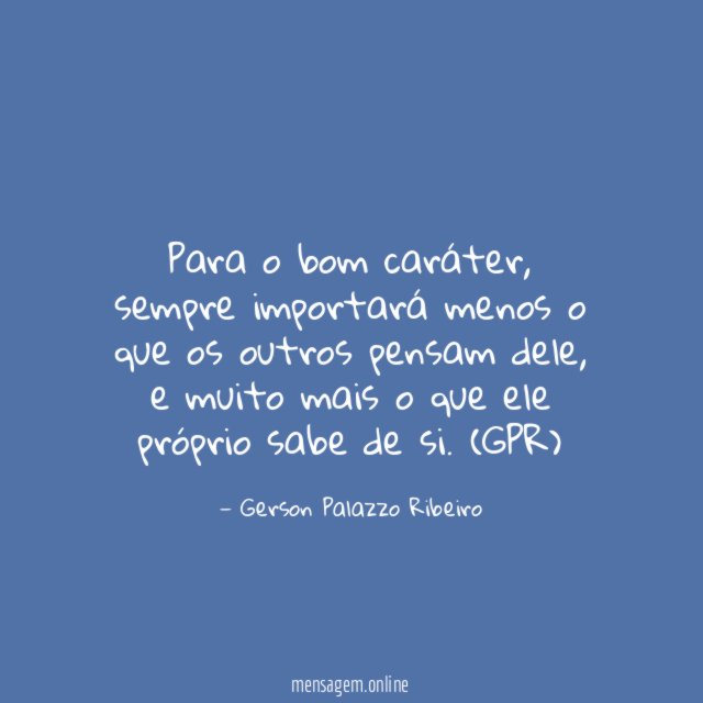 Para o bom caráter