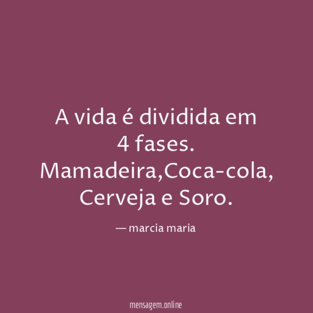 A vida é dividida em 4 fases