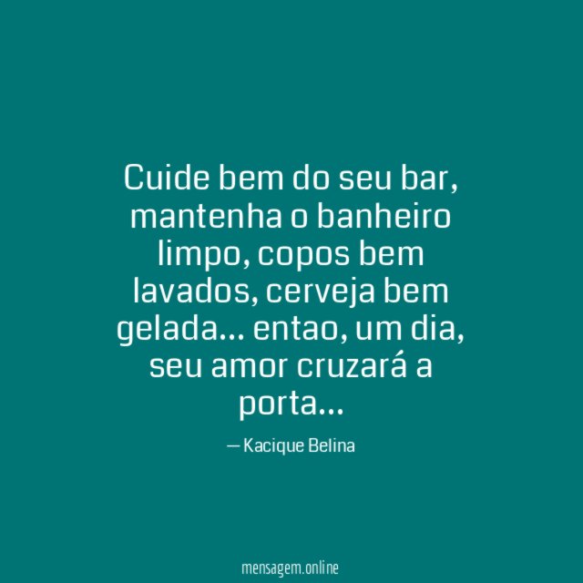 Cuide bem do seu bar