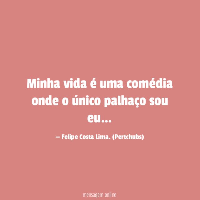 Minha vida é uma comédia onde o único palhaço sou eu