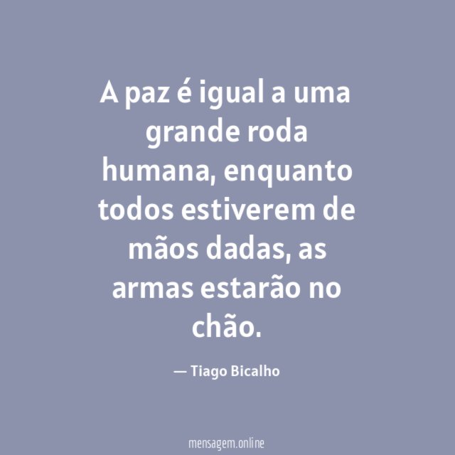 A paz é igual a uma grande roda humana