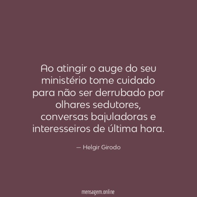 Ao atingir o auge do seu ministério tome