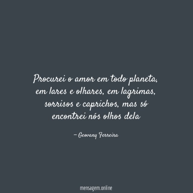 Procurei o amor em todo planeta