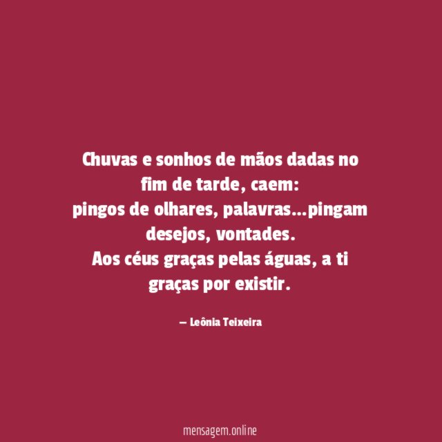 Chuvas e sonhos de mãos dadas no fim de tarde
