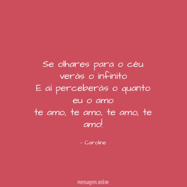 Se olhares para o céu verás o infinito E