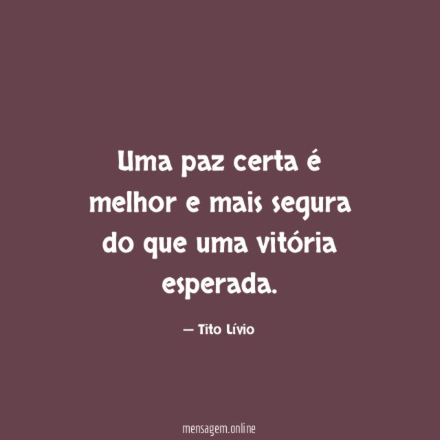 Uma paz certa é melhor e mais segura