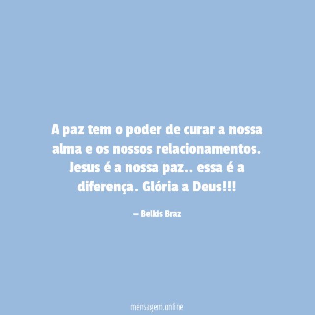 A paz tem o poder de curar a