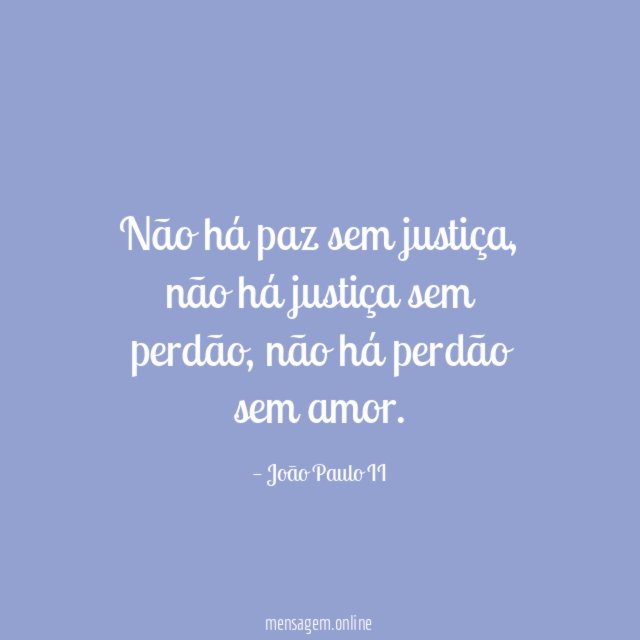 Não há paz sem justiça