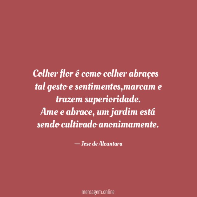 Colher flor é como colher abraços