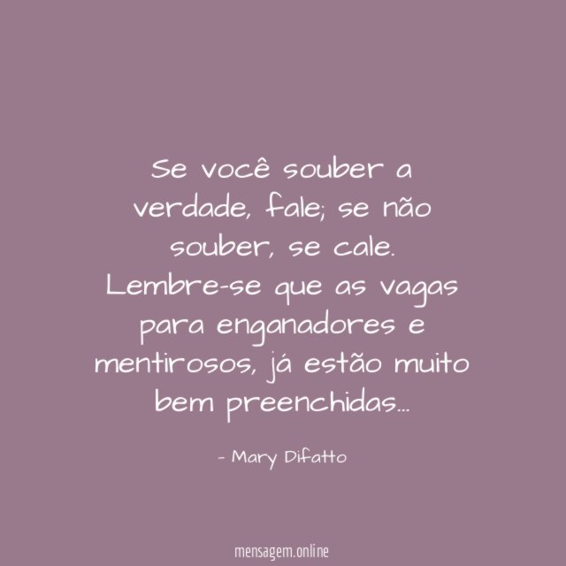 Se você souber a verdade