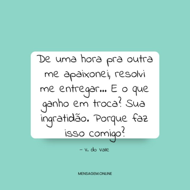 De uma hora pra outra me apaixonei