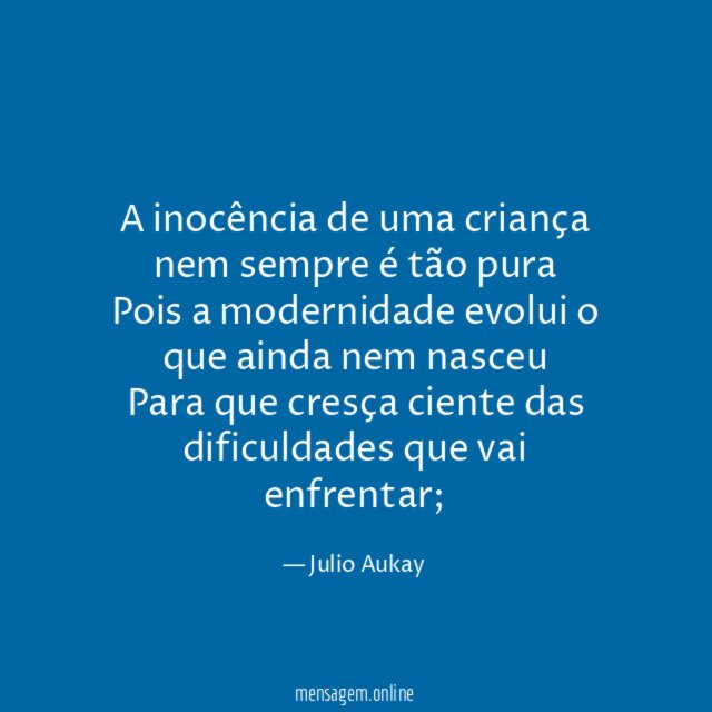 A inocência de uma criança nem sempre é