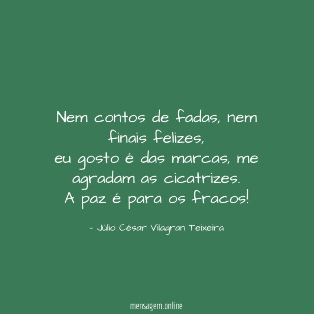 Nem contos de fadas, nem finais felizes,
eu gosto é das marcas, me agradam as cicatrizes.