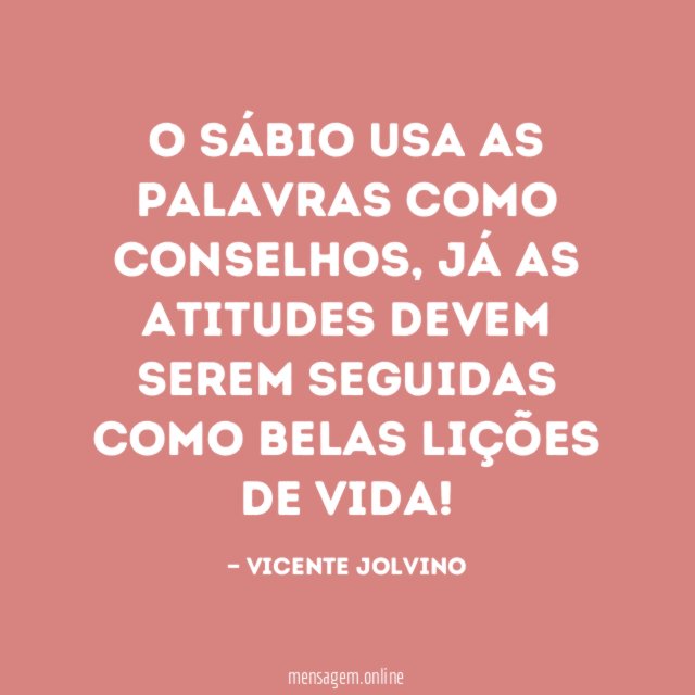 O SÁBIO USA AS PALAVRAS COMO CONSELHOS