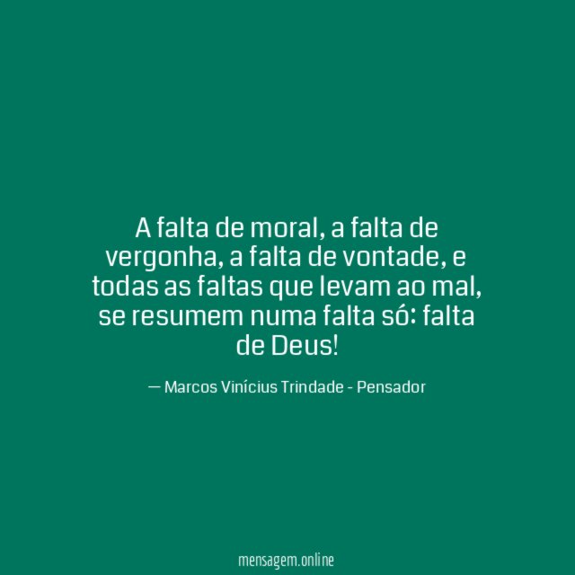 A falta de moral