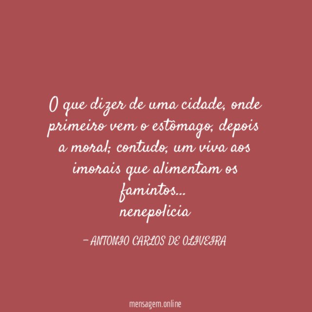 O que dizer de uma cidade