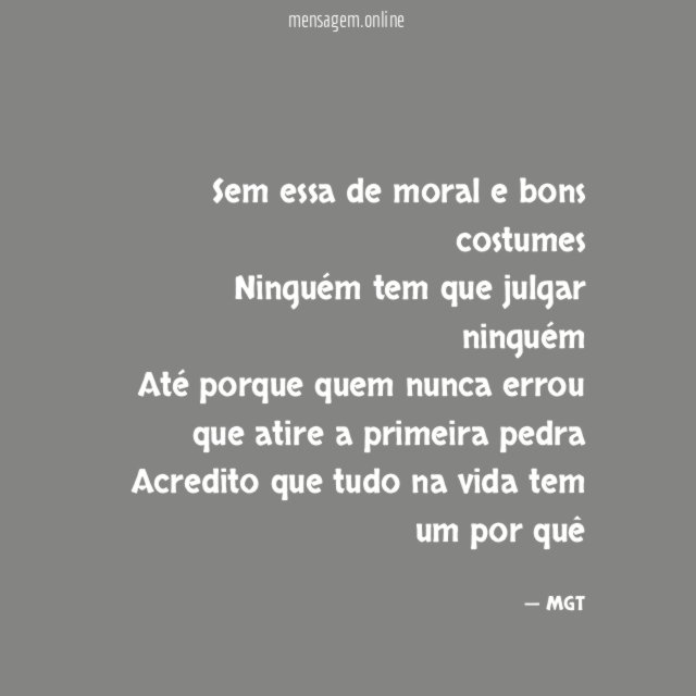 Sem essa de moral e bons costumes Ninguém tem