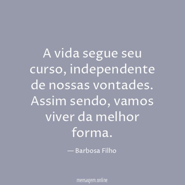 A vida segue seu curso