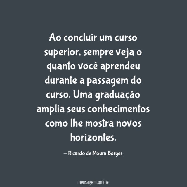 Ao concluir um curso superior