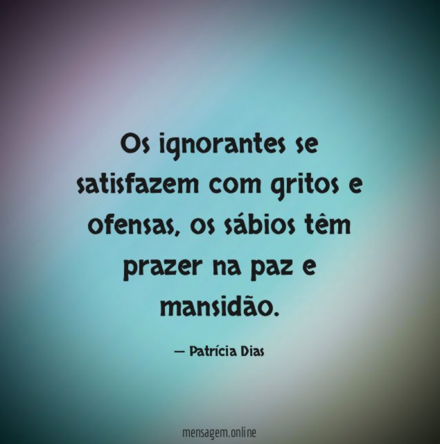 Os ignorantes se satisfazem com gritos e ofensas