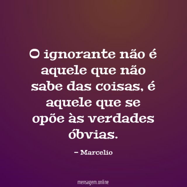 O ignorante não é aquele que não sabe das coisas
