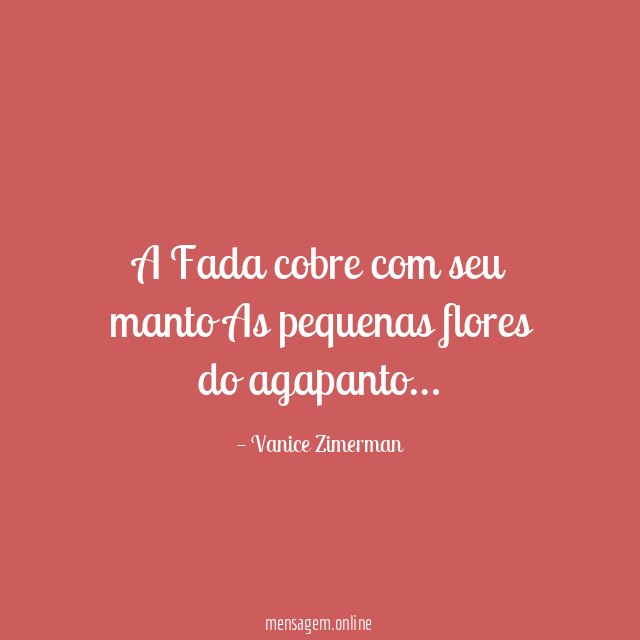 A Fada cobre com seu manto As pequenas flores do agapanto