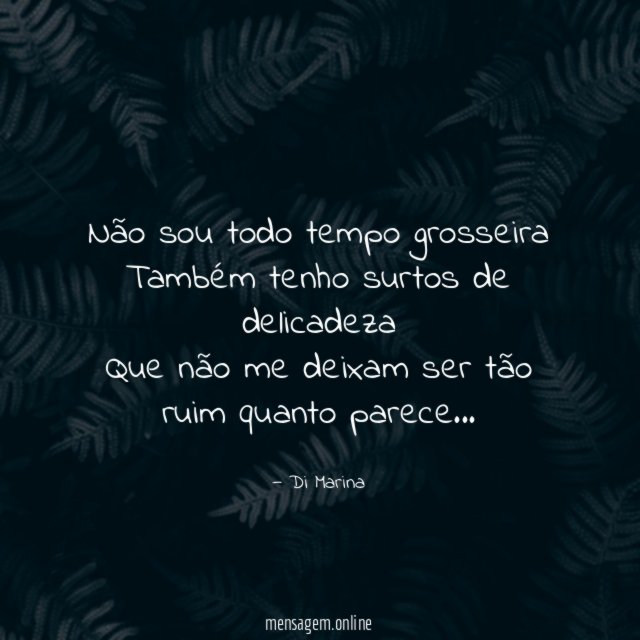 Não sou todo tempo grosseira Também tenho surtos de