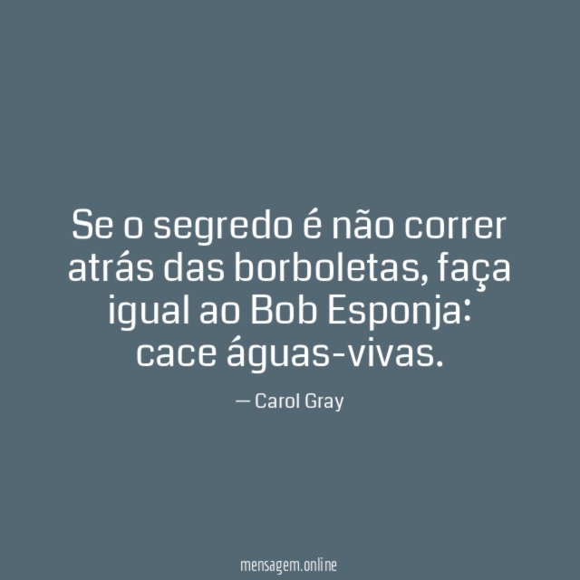 Se o segredo é não correr atrás das borboletas
