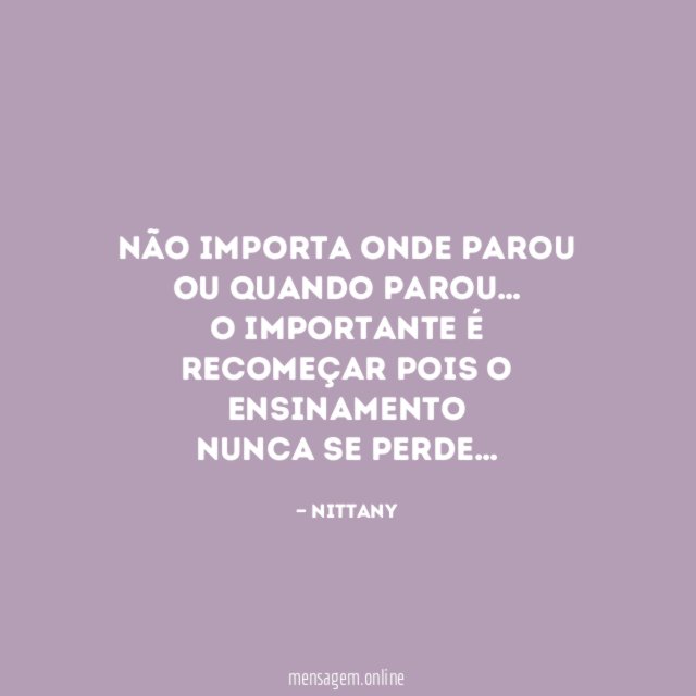 Não importa onde parou ou quando parou