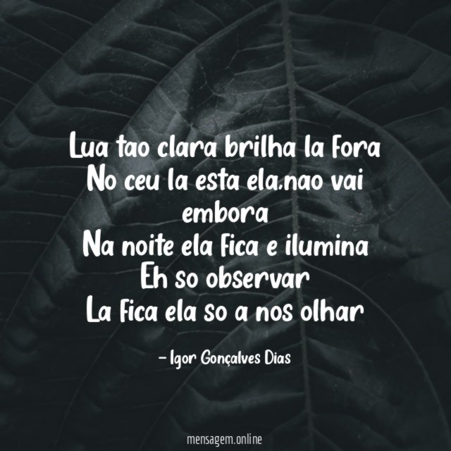 Lua tao clara brilha la fora No ceu la esta ela