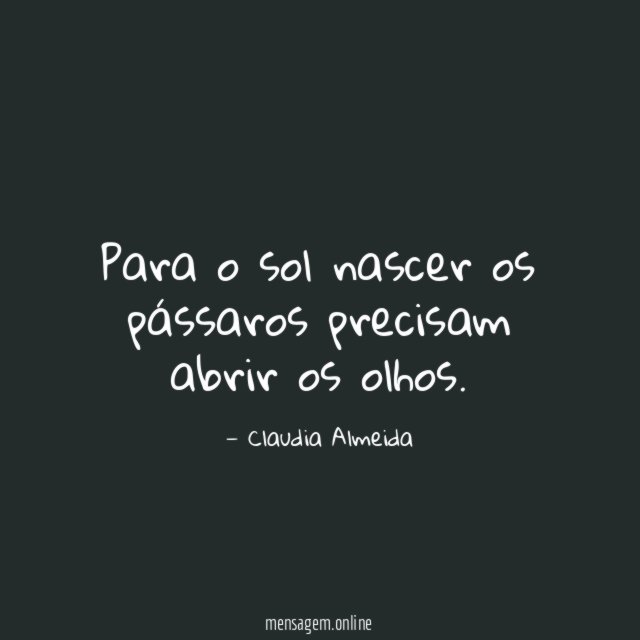 Para o sol nascer os pássaros precisam abrir os olhos