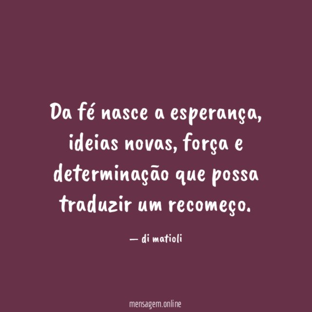 Da fé nasce a esperança
